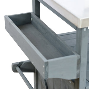 K&K Outdoor Kitchen Island, Rolling Bar Cart & Storage Cabinet