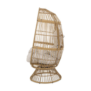 Patio Swivel Basket Egg Chair With Cushion