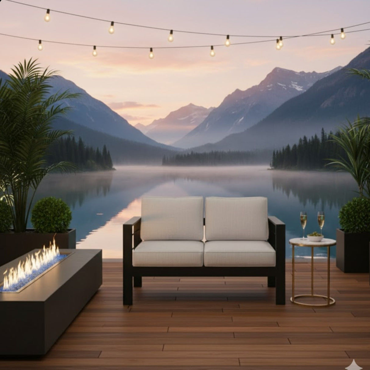 Patio All-Weather Loveseat With Thick Cushions