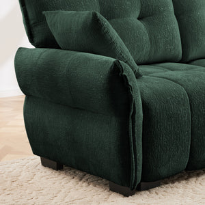Ergonomic Single Seater Sofa with Ottoman in High-Green Chenille