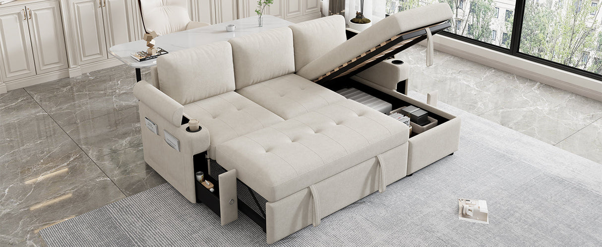 83.5" L-Shaped Sofa Couch Convertible Sofa Bed