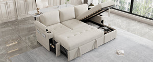 83.5" L-Shaped Sofa Couch Convertible Sofa Bed