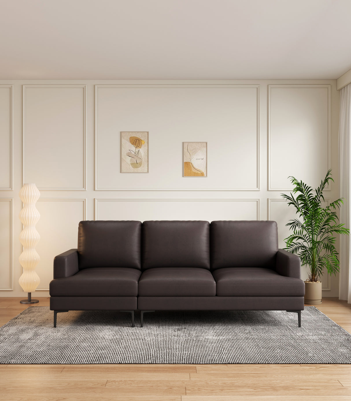 The Leo Luxury Handcrafted Top-Grain Leather Smart Sofa – 77"