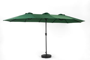 14.8 Ft Double-Sided Outdoor Umbrella Rectangular Large with Crank (Dark Green)