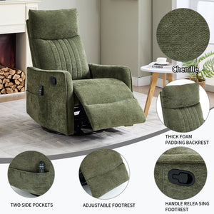 Green Heat Massage Manual Recliner Chair with Rocker and Swivel
