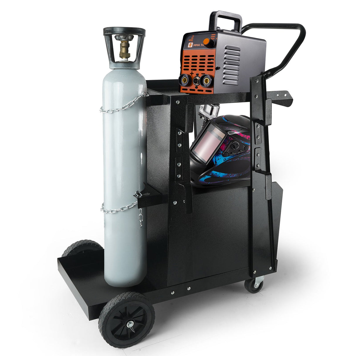 Welding Cart, 2-Tier Heavy Duty Welder Cart with Lockable Cabinet