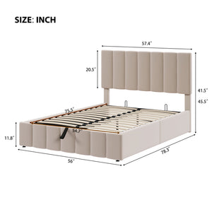 Elegant Upholstered Platform Bed With Hydraulic Storage System