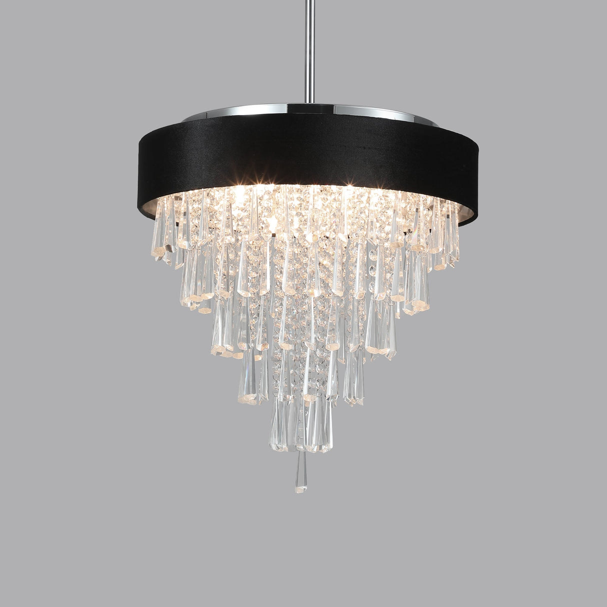 18-inch Modern Crystal Chandelier with Black Velvet Shade