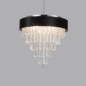 18-inch Modern Crystal Chandelier with Black Velvet Shade