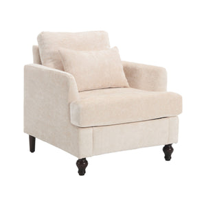 Modern Mid Century Wood Frame Armchair With Tufted Design