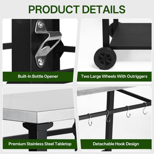 2-Tier Outdoor Grill Cart