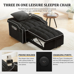 Sleeper Sofa Chair Bed - 3 In 1 Convertible Sofa