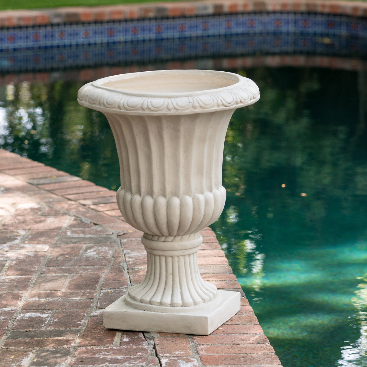 26.5" H Classic Antique White Italian MGO Urn Planter