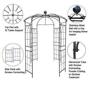 Metal Garden Arch Iron Garden Arbors Gazebo Dia High Birdcage Shape Pergola Pavilion For Wedding Ceremony