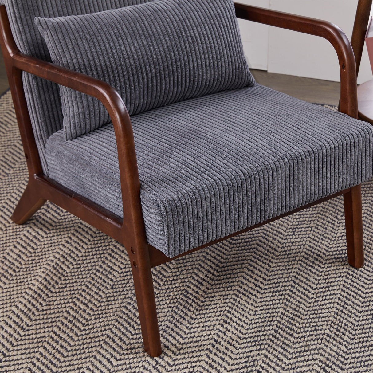 Accent Chair With Pillow And Wood Frame