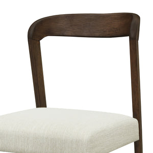 Solid Rubber Wood Counter Stools (Walnut + Beige) Set of 2