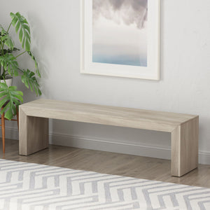 Acacia Wood Dining Bench with Farmhouse Style - Gray