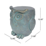 Owl Garden Stool with Distressed Gold Patina Finish