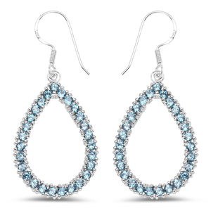 4.32 Carat Genuine London Blue Topaz .925 Sterling Silver Earrings
