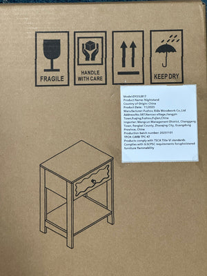 Modern White Nightstand with Drawer and Open Shelf