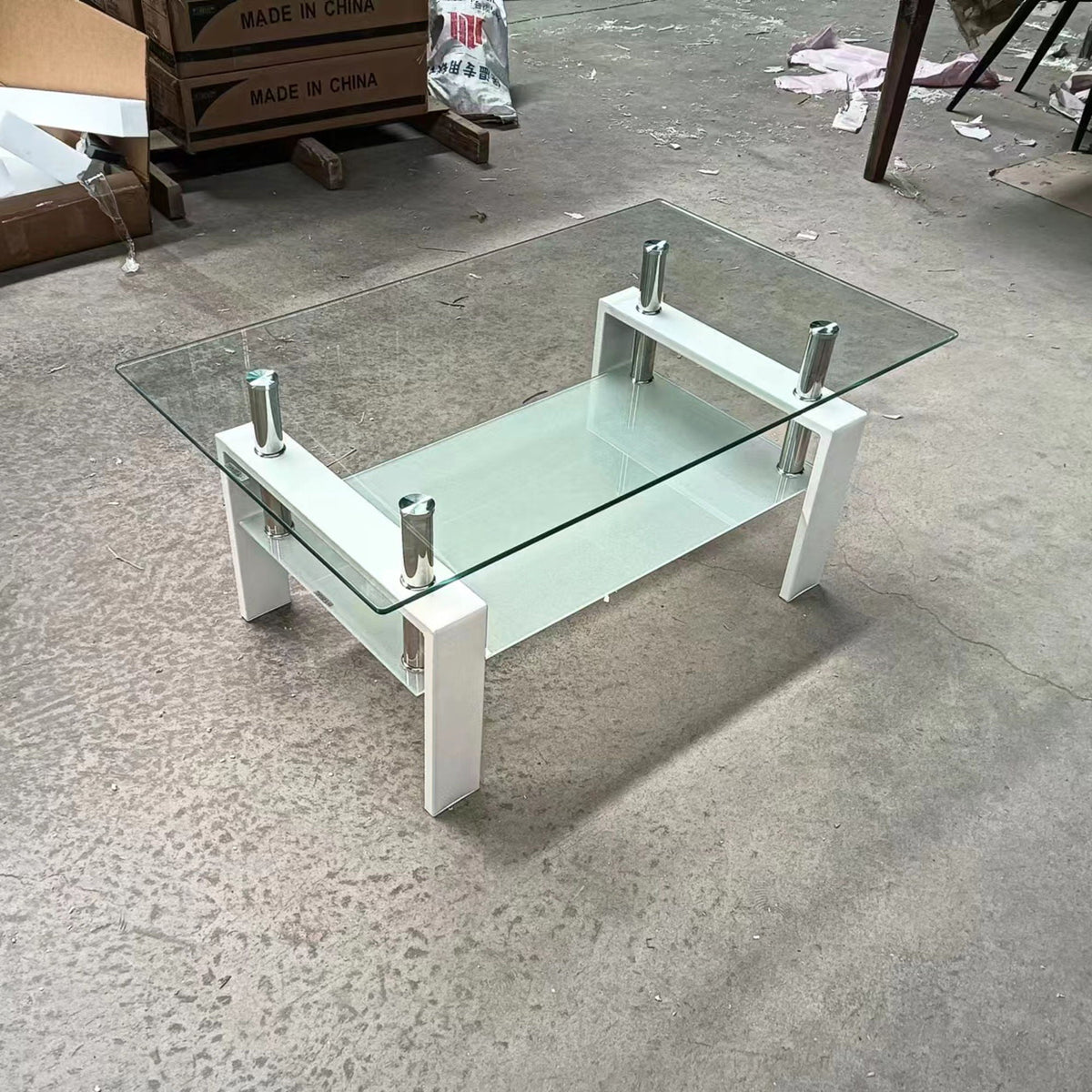 Tempered Glass Table With Storage