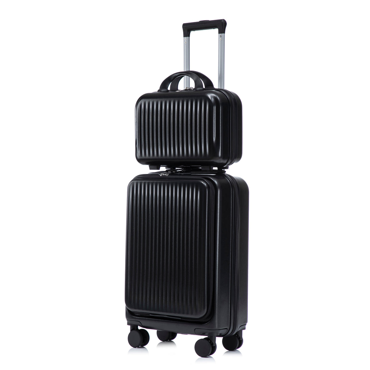 ABS Spinner Wheel Luggage Set with Cosmetic Case - Black