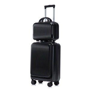 ABS Spinner Wheel Luggage Set with Cosmetic Case - Black