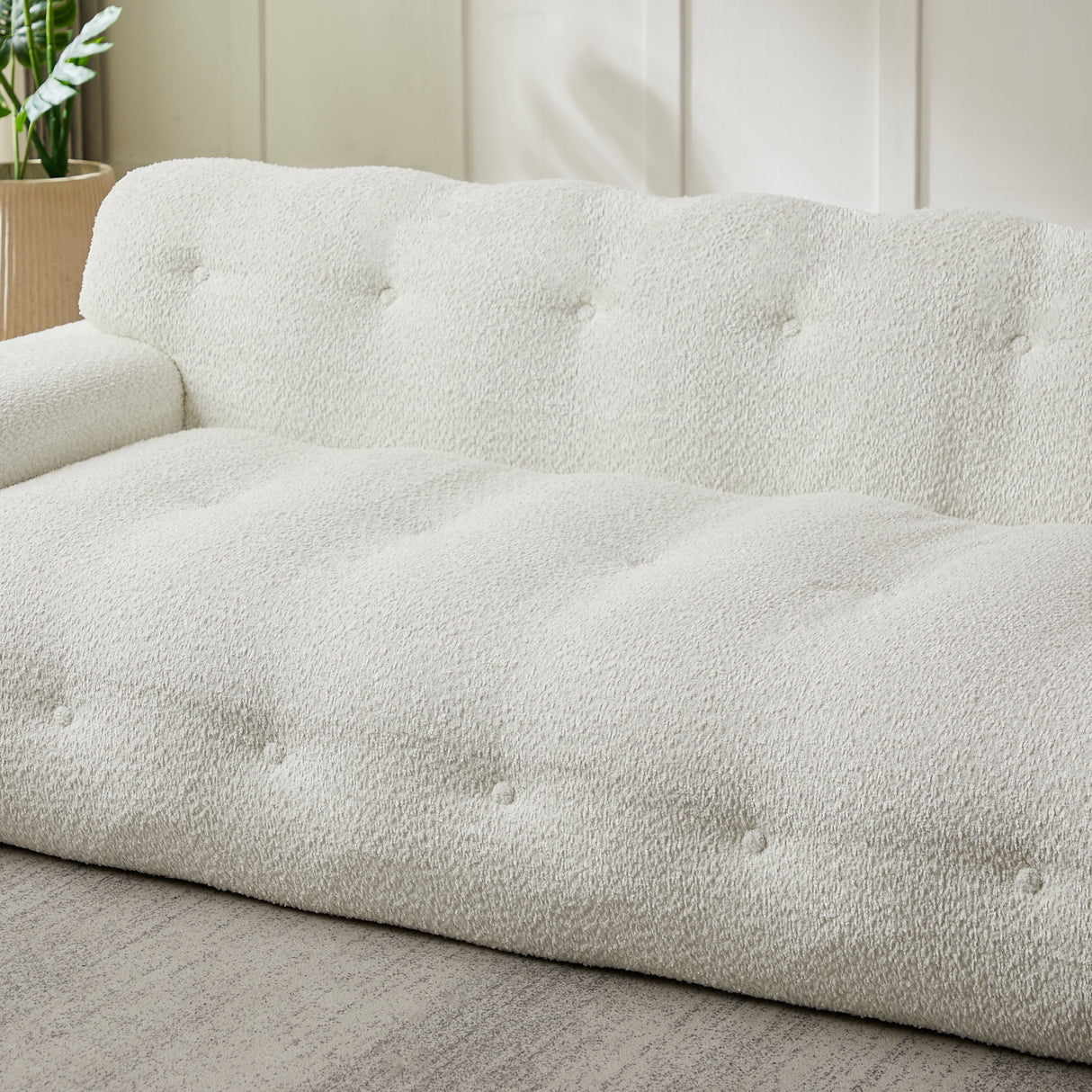 87.4-Inch Cloud Series Minimalist Button-Tufted Square Arm Three-Seater Sofa