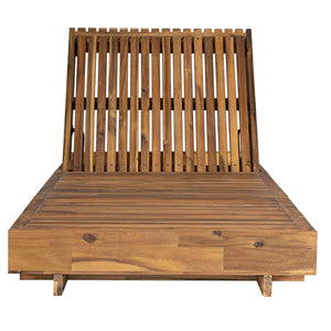Lounge Chaise Set, Acacia Solid Wood with Cream Lounge Cushion