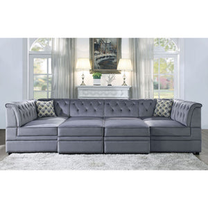 Bois II - Modular Armless Chair - Gray Velvet