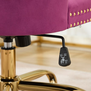 Office Chair Modern Velvet Upholstered Tufted Button (Purple)