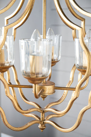 4 Light Metal Chandelier with Adjustable Chain - Gold