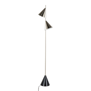 Cone 65' Contemporary Metal Floor Lamp in Plated Nickel with Black Faux Marble Base