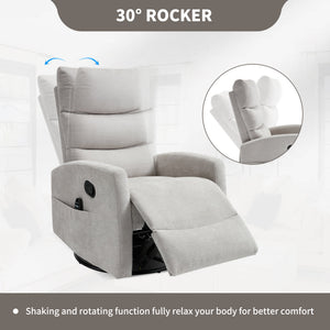 Heat Massage Manual Recliner Chair with Rocker and Swivel