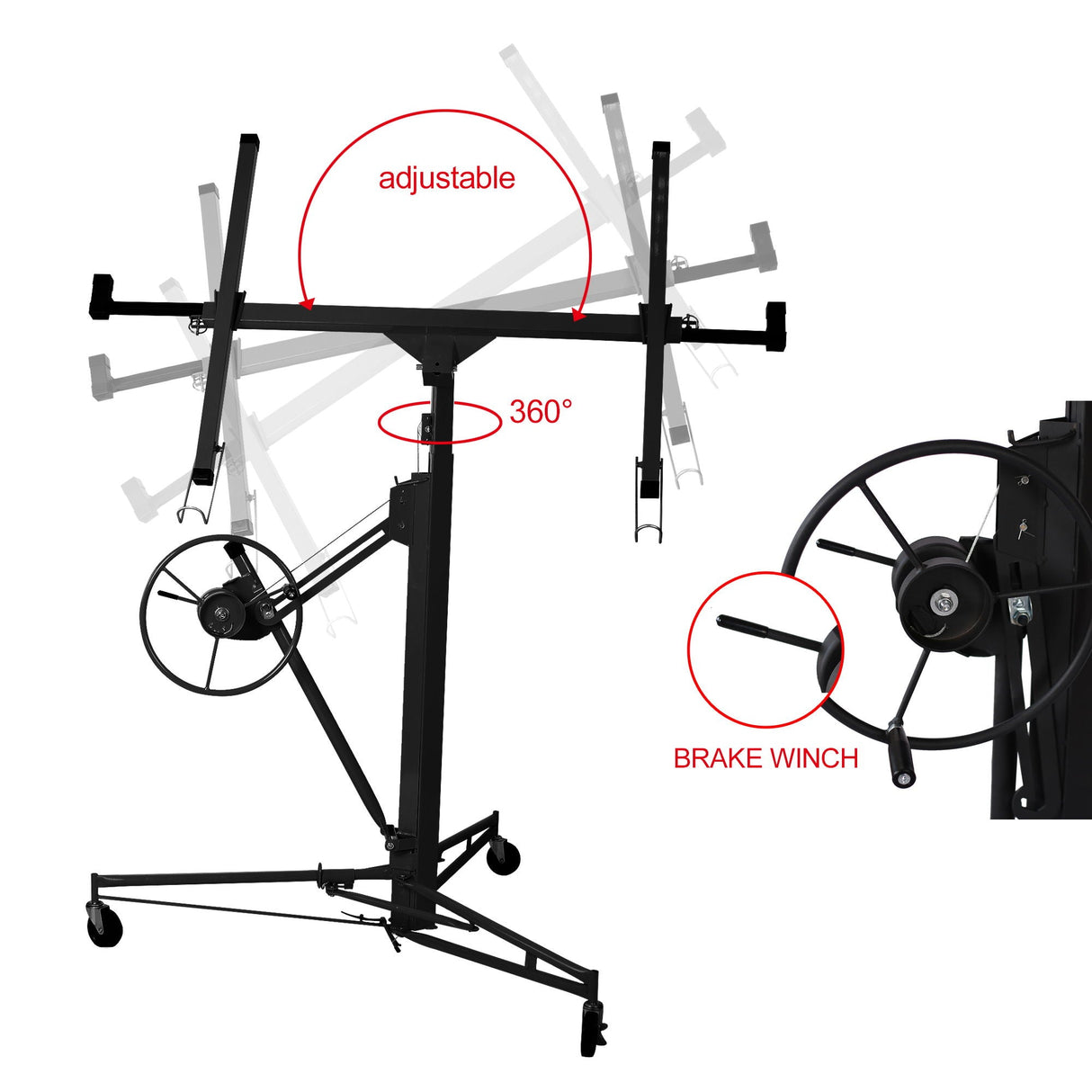 Heavy Duty Drywall Lift Panel Hoist With Adjustable Height