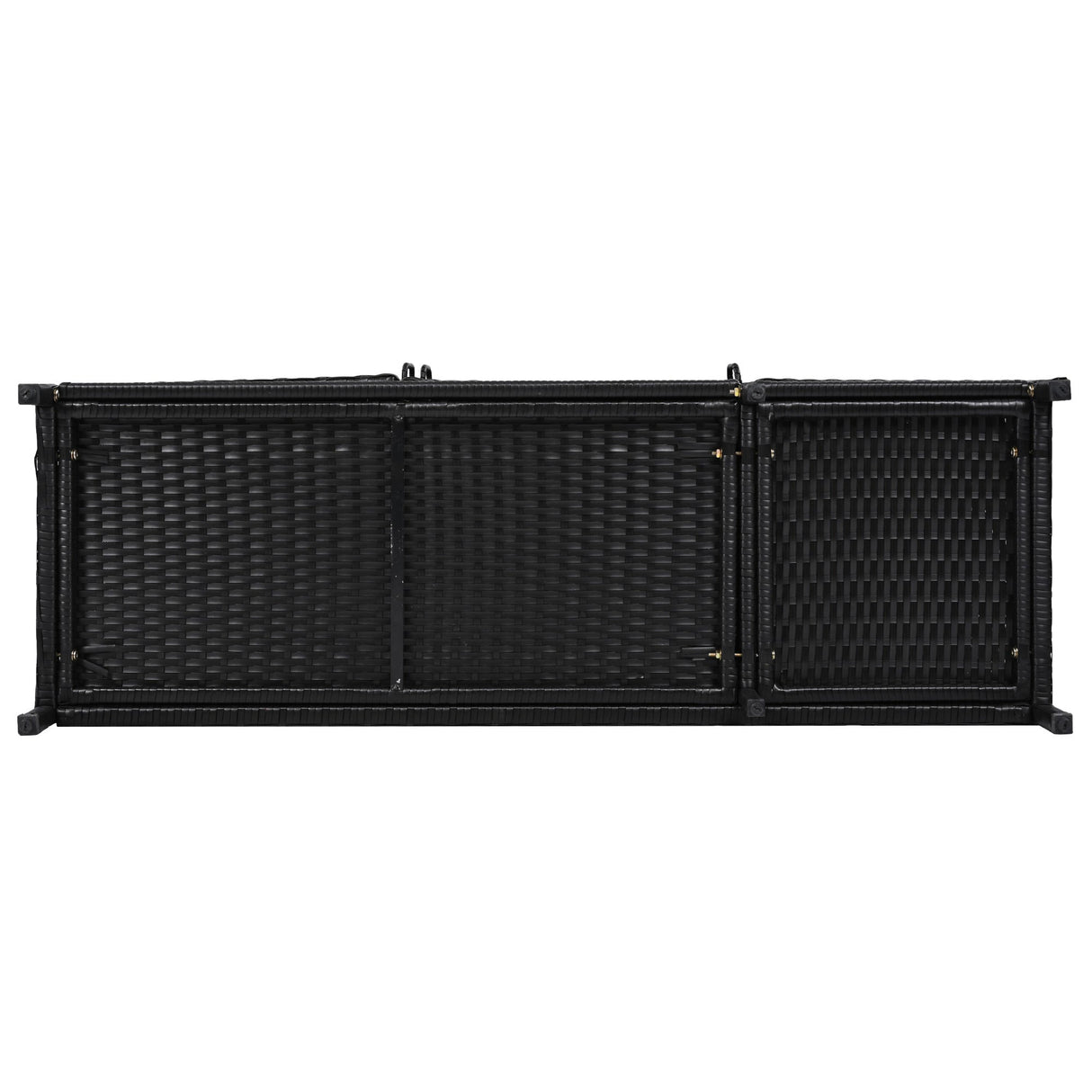 K&K 47.5"W Wicker Outdoor Storage Cabinet with Tempered Glass Desktop
