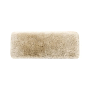 Natural Blonde Sheepskin Fur Rectangular Accent Bench with Plush Upholstery - 49"