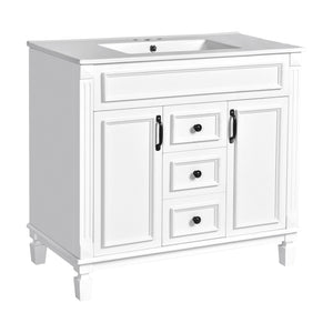 Bathroom Vanity With Top Sink, Mirror Cabinet, 2 Soft Closing Doors & 2 Drawers