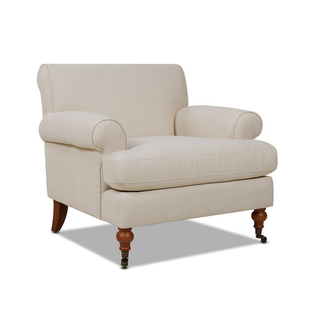 Cobaltex Upholstered Arm Chair with Metal Casters and Rolled Arms - Accent Chairs