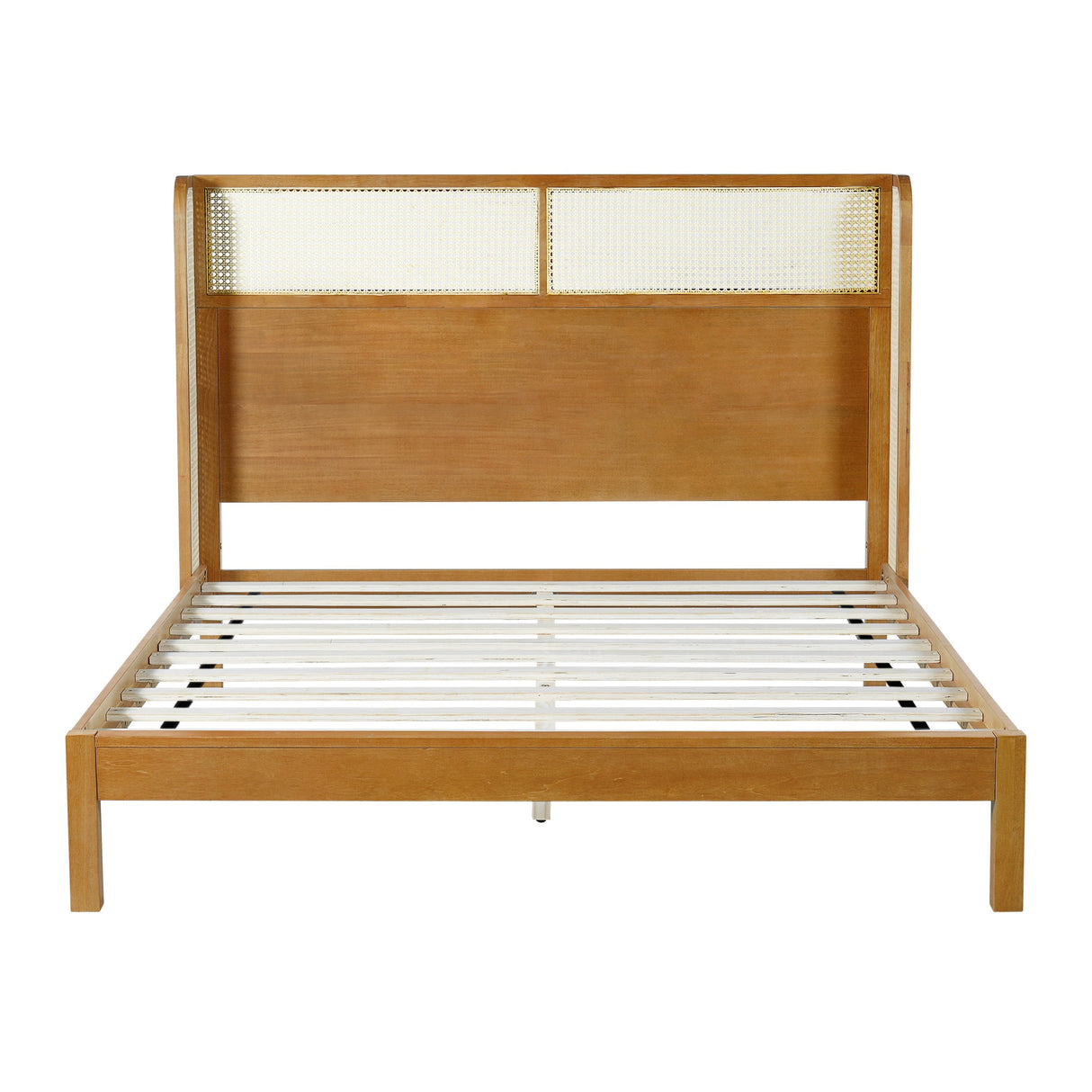Premium Rubber Wood Platform Queen Bed Frame with Headboard