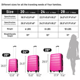 3 Piece Luggage Set Hardside Spinner Suitcase with TSA Lock 20" 24" 28" Available