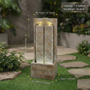 39 Inch Outdoor Water Fountain with Pump