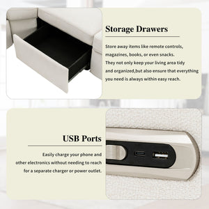 Power Recliner Sectional Sofa Home Theater Reclining Sofa With Two USB Ports, Two Storage Drawers For Living Room