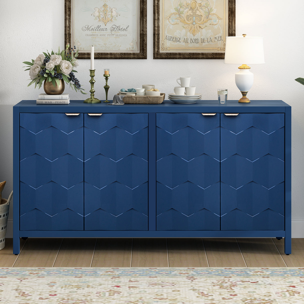The Honeycomb-Faced Painted MDF Sideboard