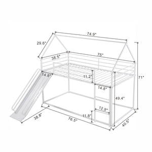 Twin Over Twin House Bunk Bed With Ladder And Slide