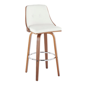 Gianna - Mid Century Modern Fixed Height Barstool With Swivel With Round Footrest (Set of 2)