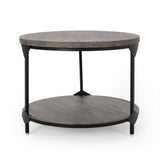 Coffee Table with Wood Patterned Tabletop and Iron Frame - Gray