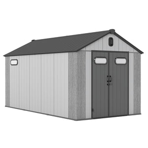 8x16Ft Resin Outdoor Storage Shed with Carpet