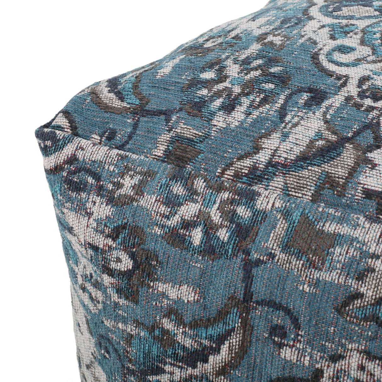 Anita Square Pouf Ottoman and Floor Cushion - Blue