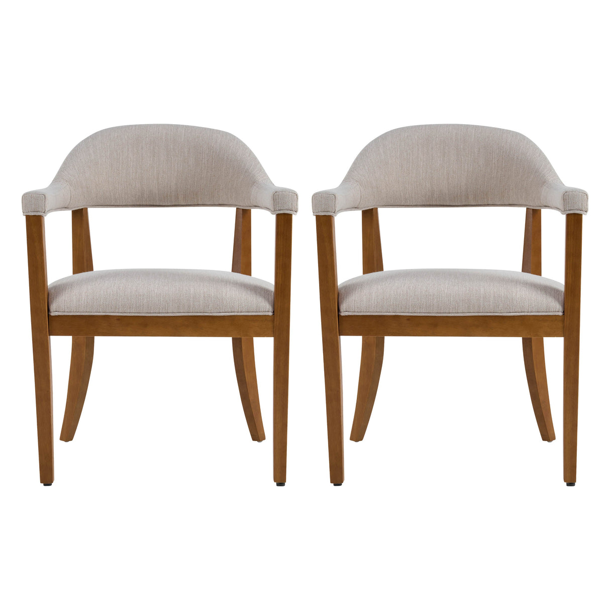 Wood Frame Upholstered Dining Chairs with Armrests (Set of 2)